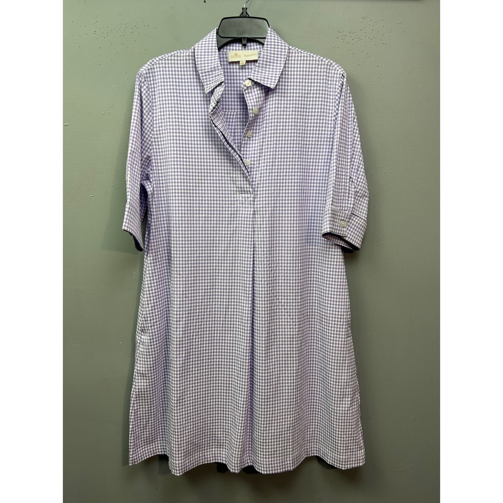 Cloister Collection Dress Womens Large Purple Gingham Evelyn Talman Shirt Dress